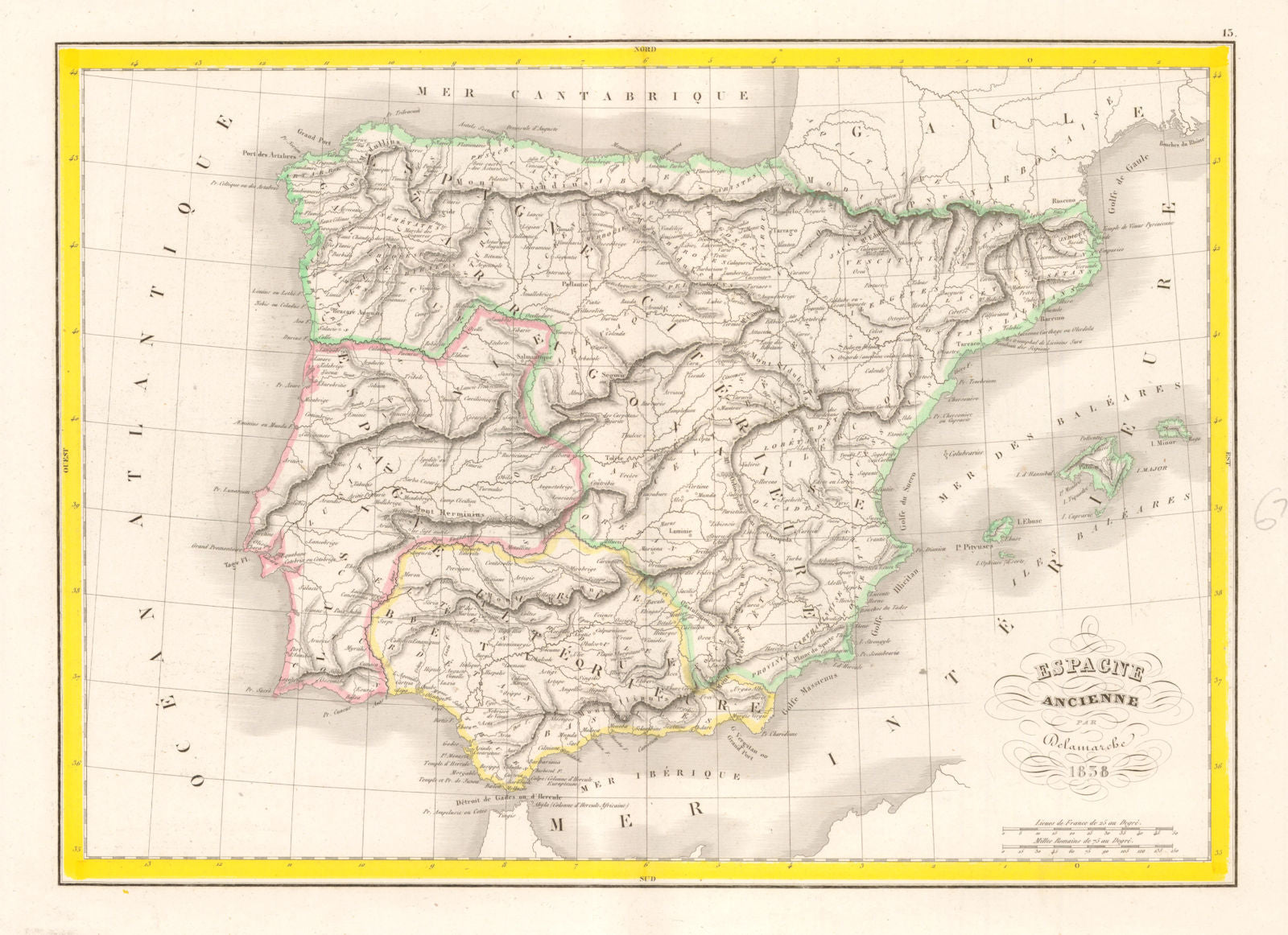 'Espagne Ancienne' DELAMARCHE. Ancient Spain Portugal Baetica Lusitania 1838 map